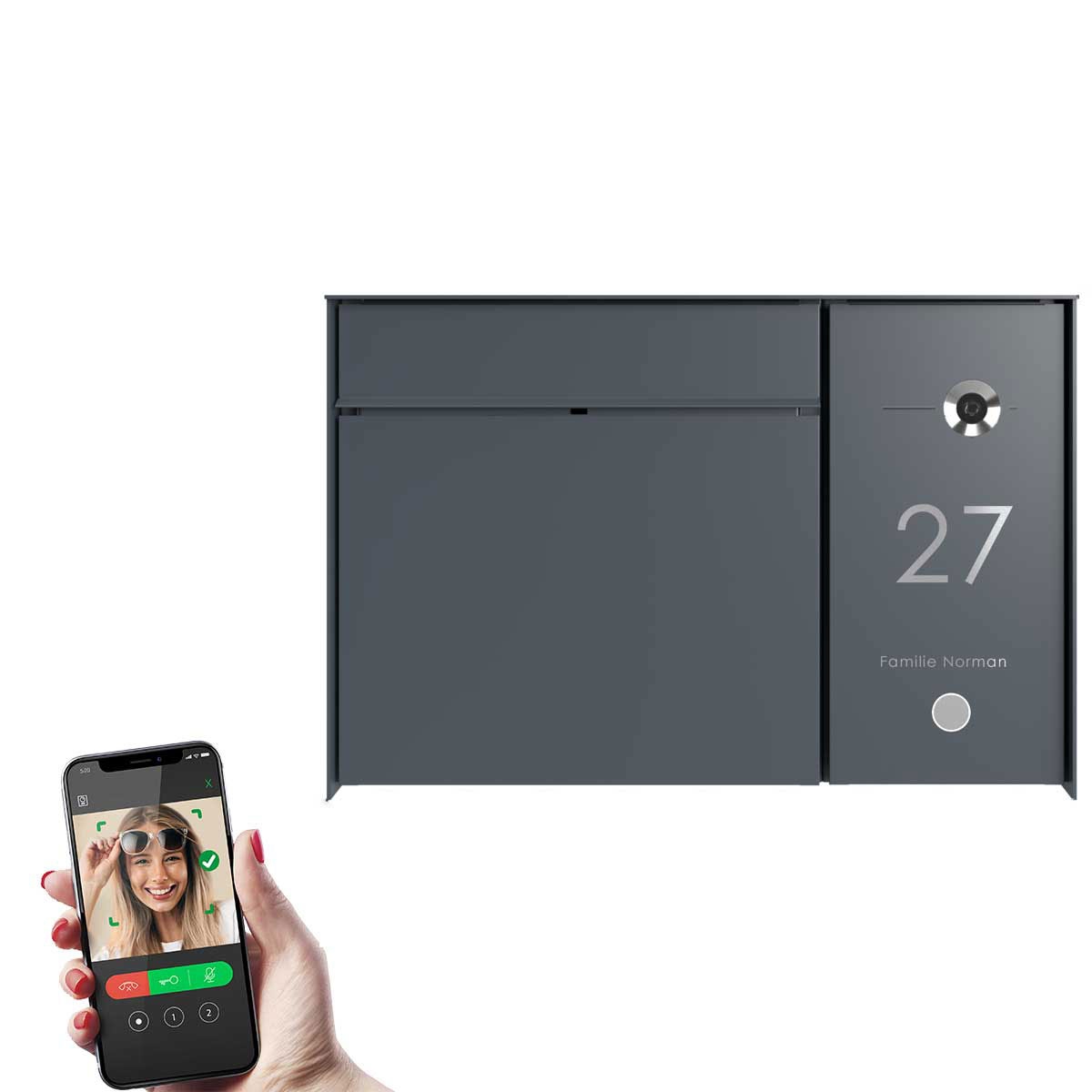 Cassetta per le lettere di design GOETHE AP - RAL a scelta - COMELIT Switch laterale - VIDEO set completo Wifi Cassetta per le lettere di design GOETHE AP - RAL a scelta - COMELIT Switch laterale - VIDEO set completo Wifi