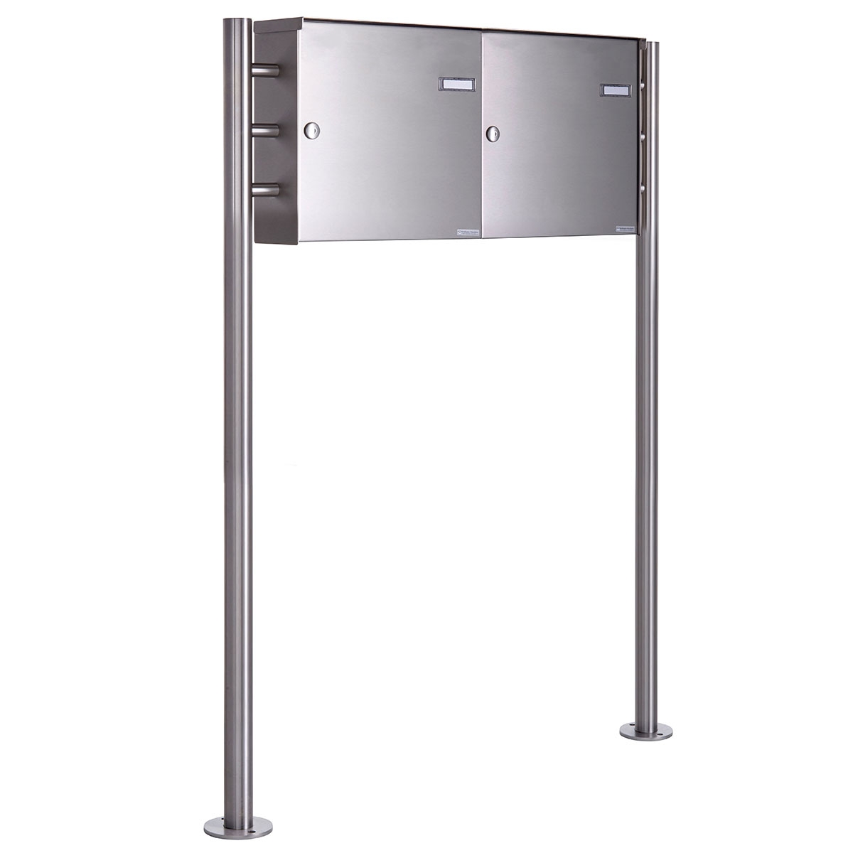 2er 2x1 fence mailbox freestanding design BASIC Plus 381XZ ST-R - polished stainless steel 2er 2x1 fence mailbox freestanding design BASIC Plus 381XZ ST-R - polished stainless steel