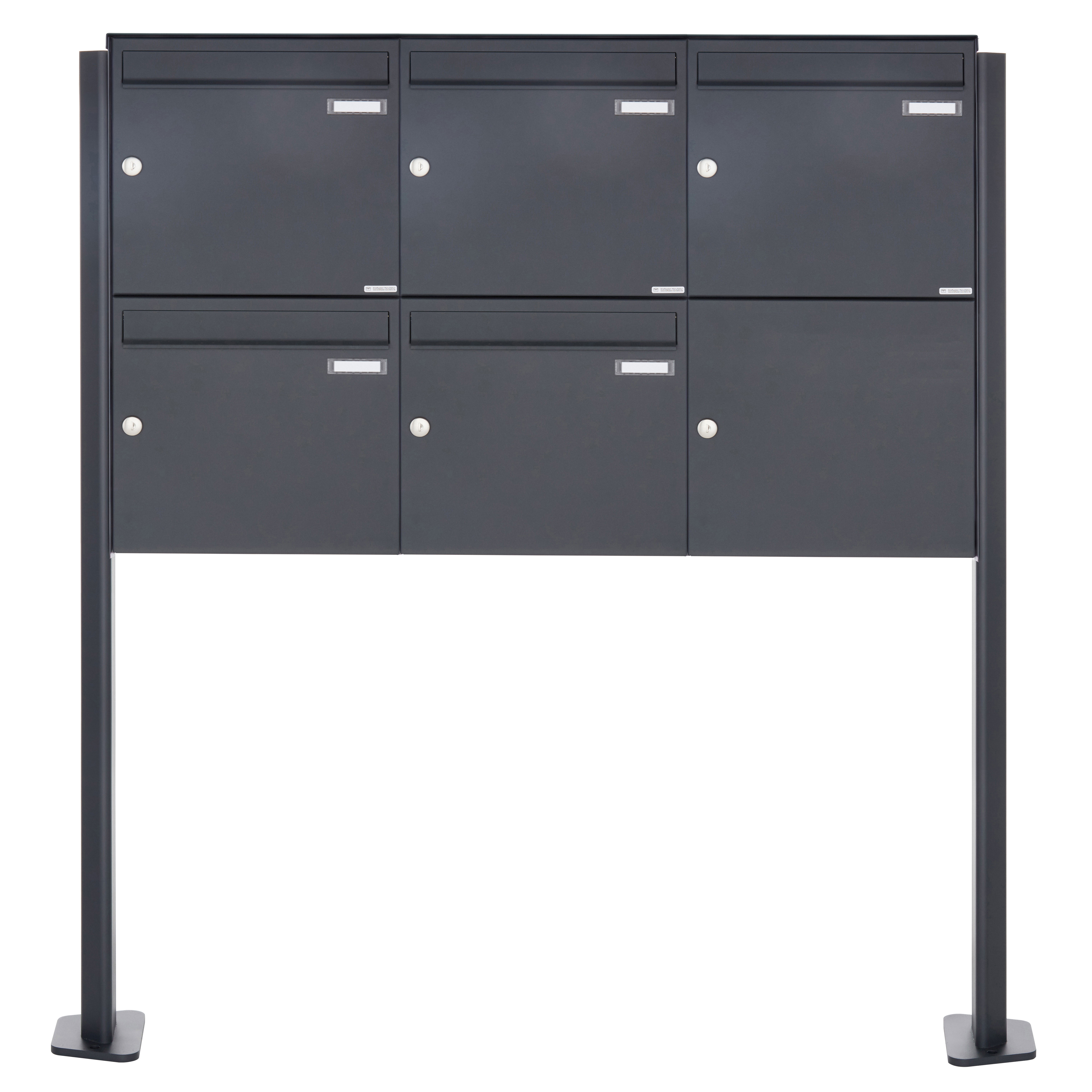 5er 3x2 Edelstahl Standbriefkasten Design BASIC Plus 380X ST-T - RAL nach Wahl 5er 3x2 Edelstahl Standbriefkasten Design BASIC Plus 380X ST-T - RAL nach Wahl