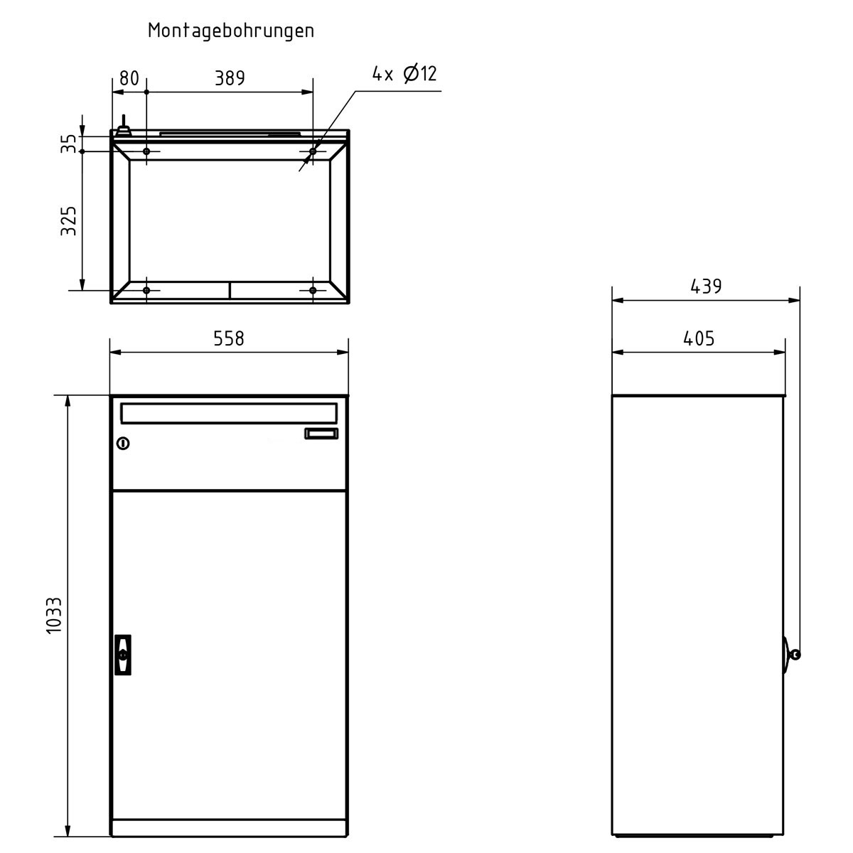 XXL parcel locker system BASIC Plus 863X STL with parcel locker 550x770 and letterbox 550x220 - colour of your choice