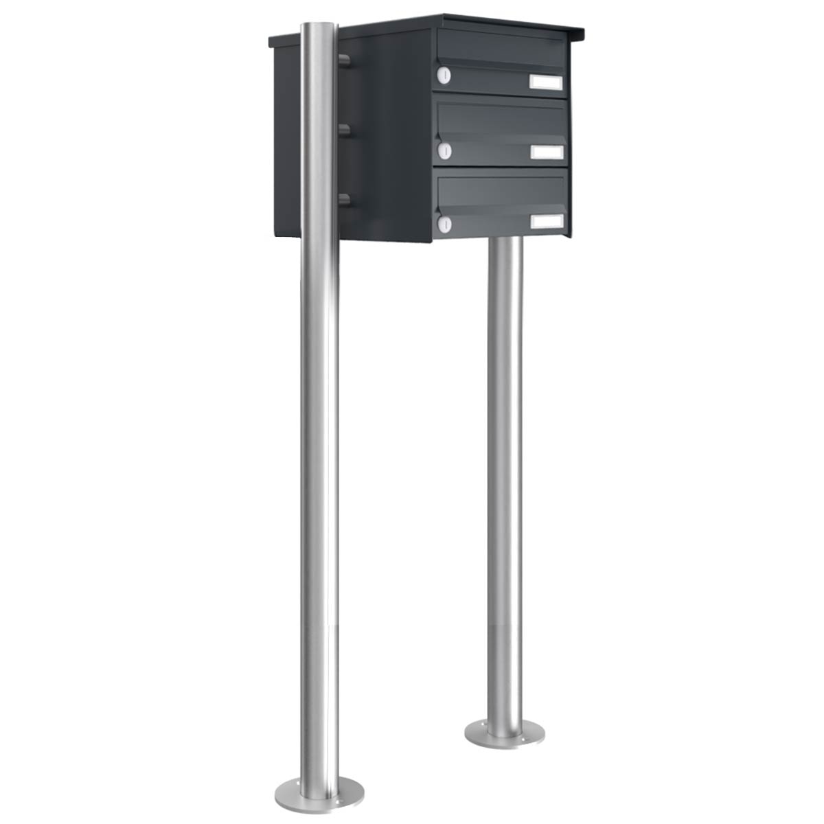 3er Briefkastenanlage freistehend Design BASIC 385-7016 ST-R - RAL 7016 anthrazitgrau