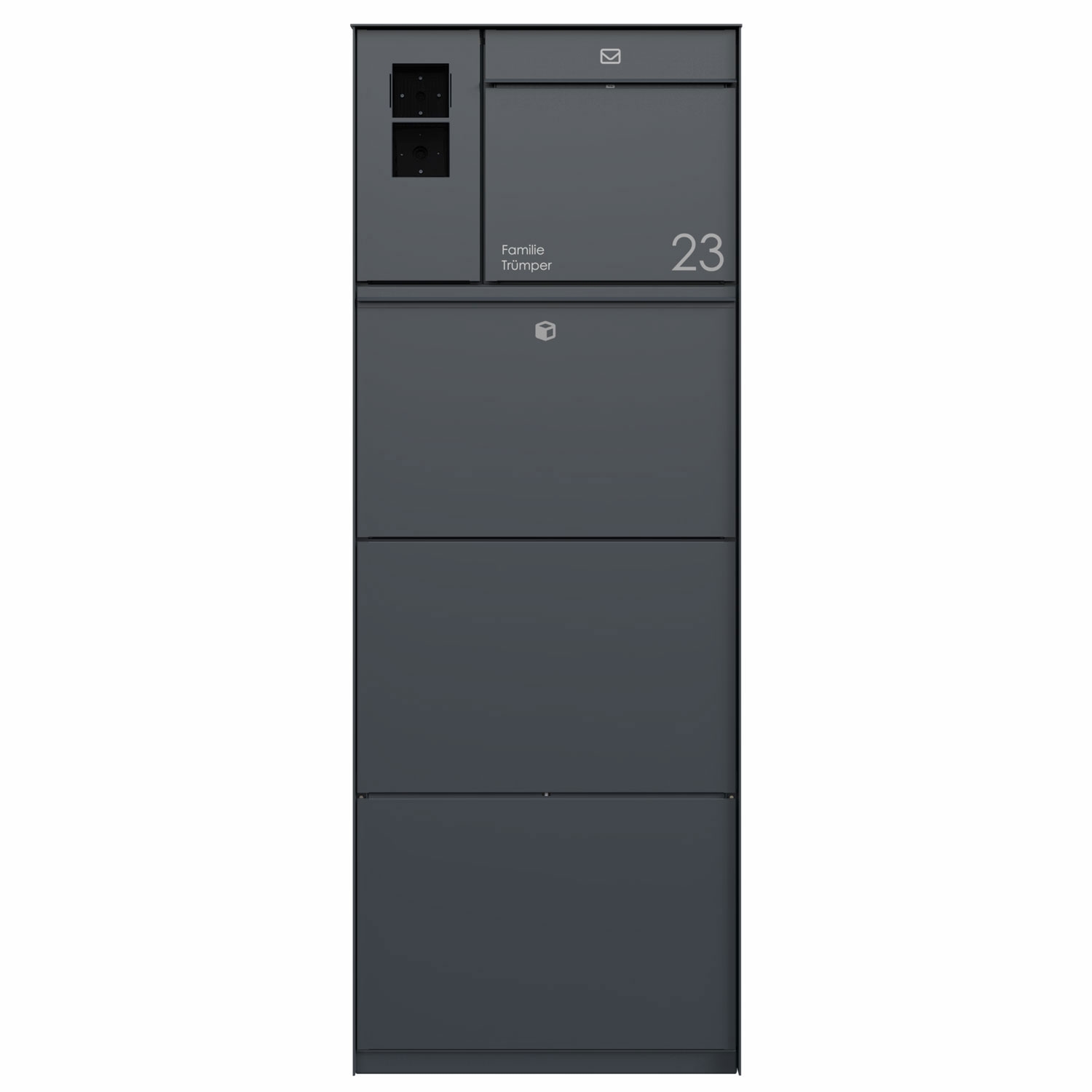 Freestanding design parcel box GOETHE with functional box - lock system - RAL of your choice