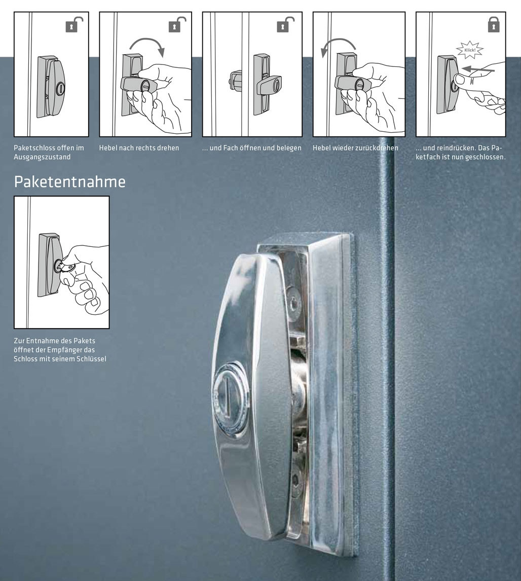 Stainless steel flush-mounted parcel box Designer BIG - RAL of your choice Stainless steel flush-mounted parcel box Designer BIG - RAL of your choice