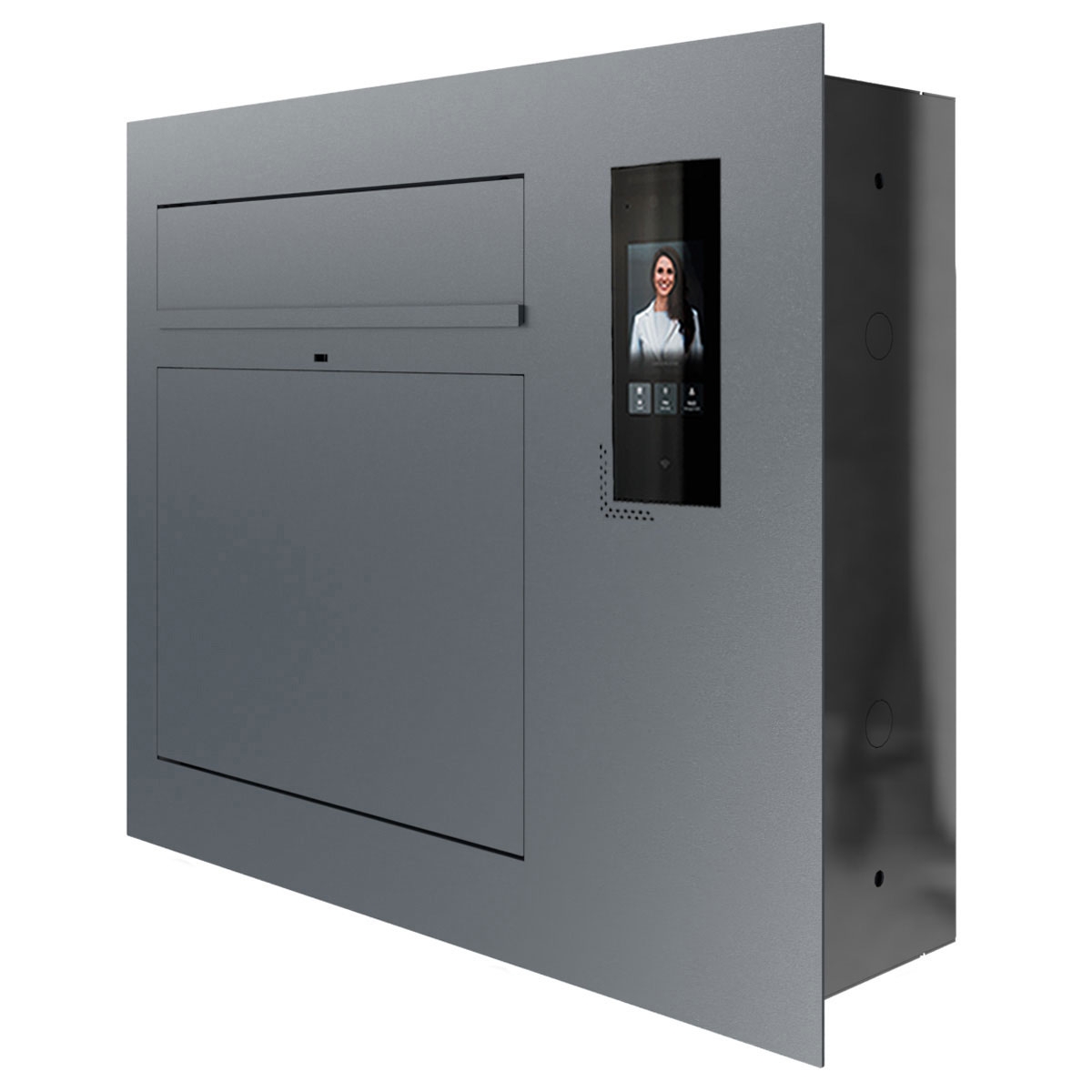 Design Unterputz Briefkasten GRIMM - Farbe nach Wahl mit Ekinex Dico IP-Videosprechanlage rechts
