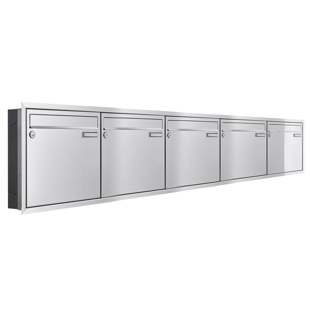 5er 5x1 Unterputz Briefkastenanlage CLASSIC 534C - Edelstahl poliert ähnl. Chrom - 5 Partei