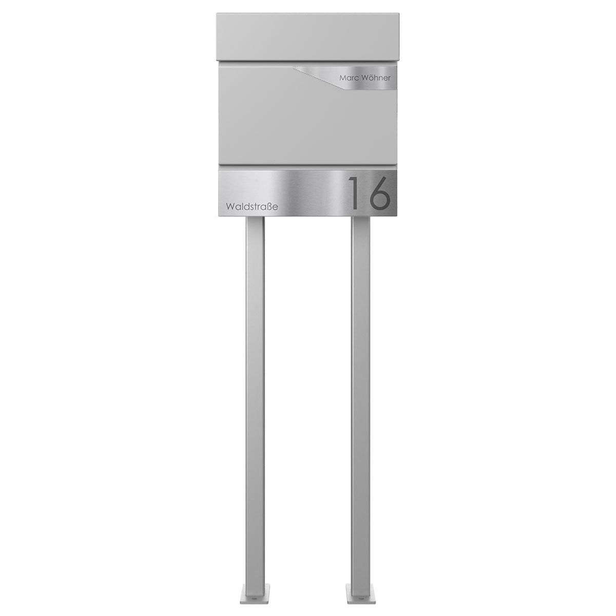 Standbriefkasten KANT mit Zeitungsfach -  Design Avantgarde 1 - RAL 9007 graualuminium Standbriefkasten KANT mit Zeitungsfach -  Design Avantgarde 1 - RAL 9007 graualuminium