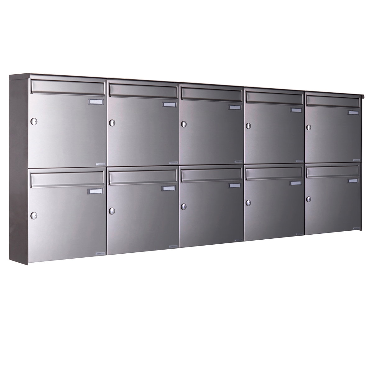 10er 5x2 Edelstahl Aufputz Briefkasten Design BASIC Plus 382XA AP - Edelstahl V2A geschliffen
