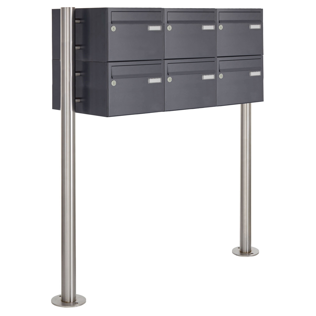 Ensemble de 6 boîtes aux lettres 2x3 autoportantes Design BASIC 385220 7016 ST-R - RAL 7016 gris anthracite