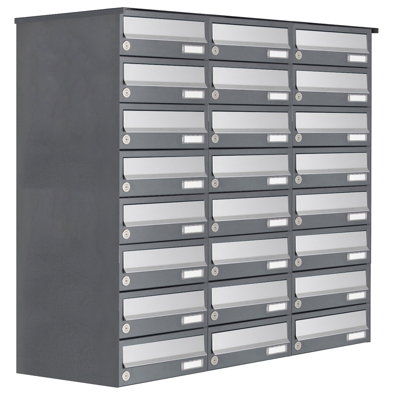 24er 8x3 Aufputz Briefkastenanlage Design BASIC 385A AP - Edelstahl-RAL 7016 anthrazit