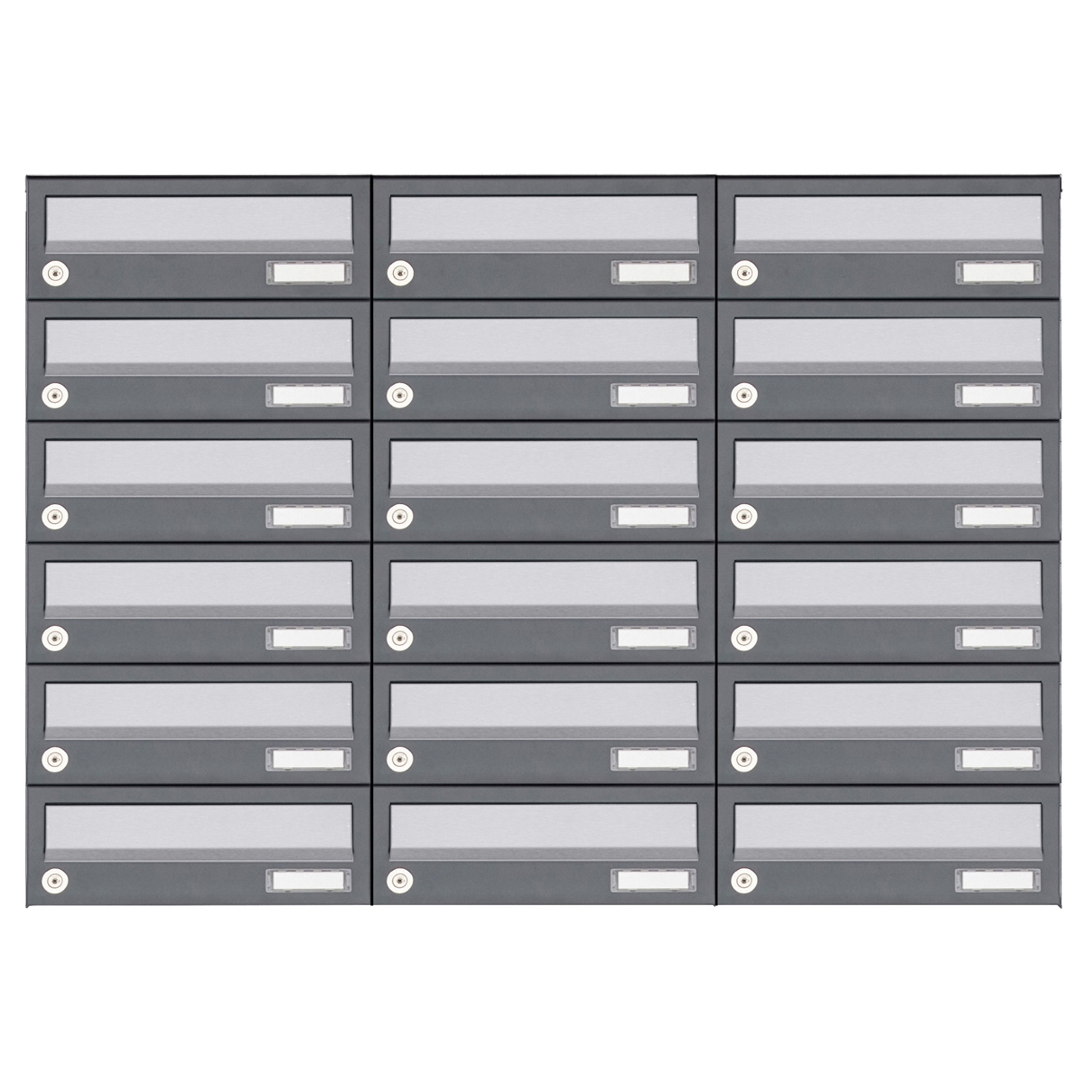 18er 6x3 Aufputz Briefkastenanlage Design BASIC 385A AP - Edelstahl-RAL 7016 anthrazit