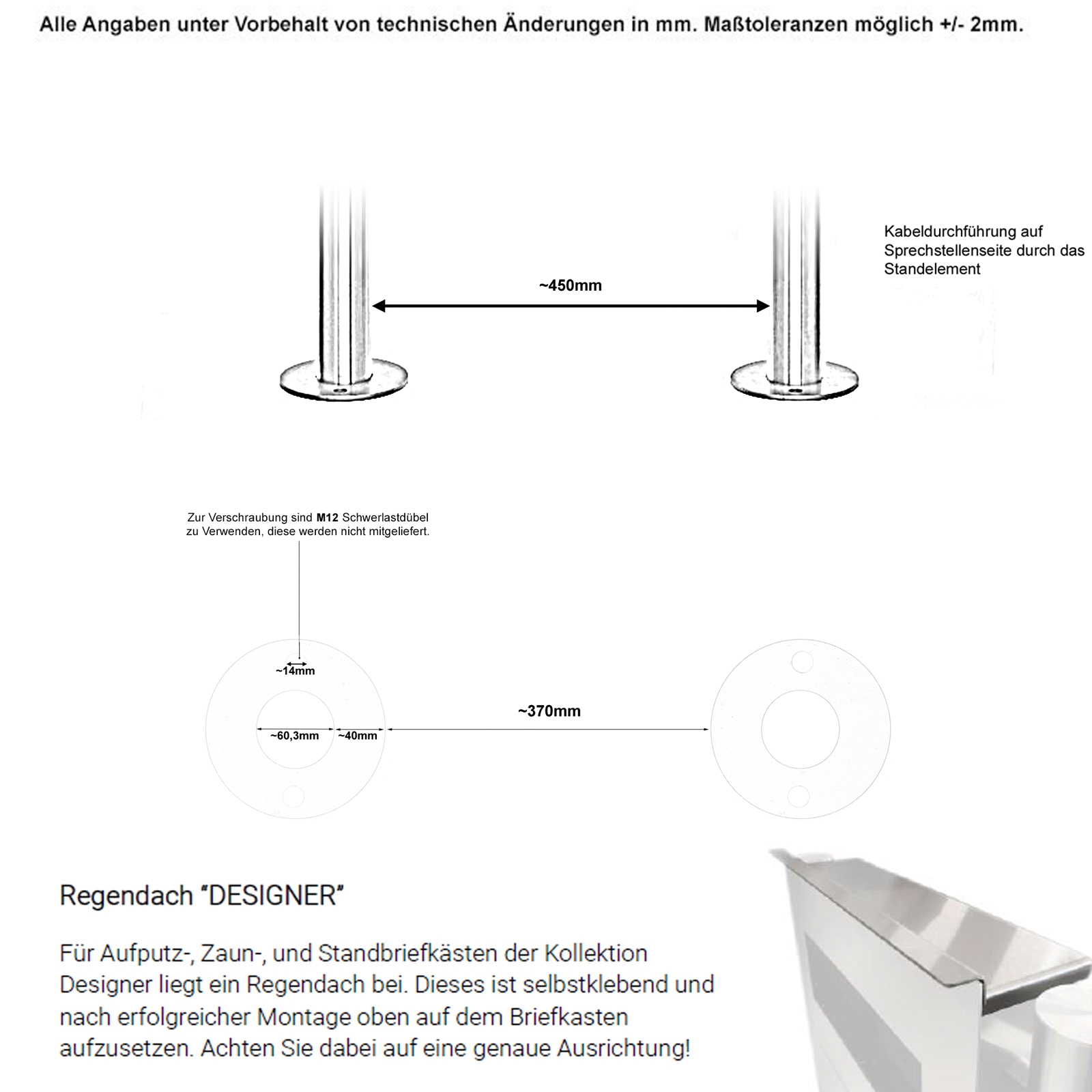 Edelstahl Standbriefkasten Designer Modell BIG - GIRA System 106 - 3-fach vorbereitet Edelstahl Standbriefkasten Designer Modell BIG - GIRA System 106 - 3-fach vorbereitet