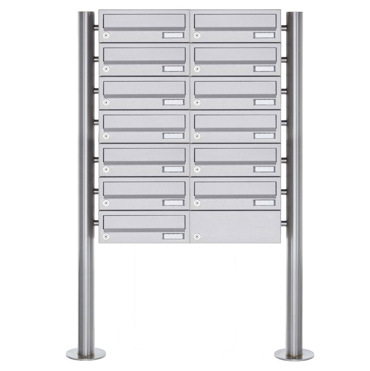 13er Briefkastenanlage freistehend Design BASIC 385-VA ST-R - Edelstahl V2A, geschliffen 13er Briefkastenanlage freistehend Design BASIC 385-VA ST-R - Edelstahl V2A, geschliffen