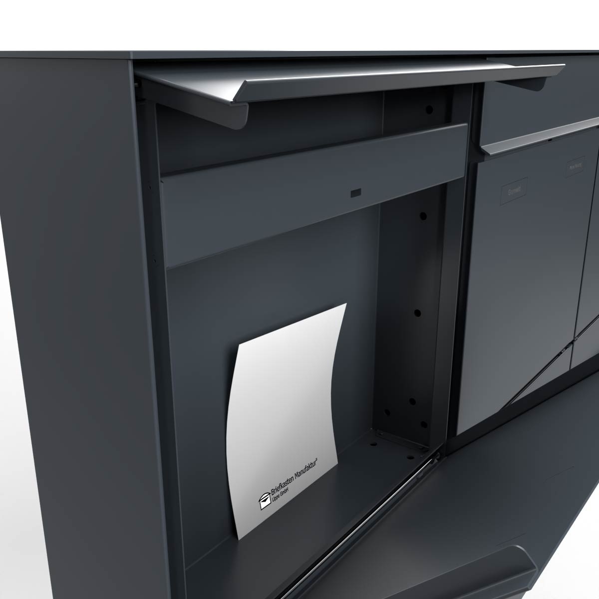 Design flush-mounted letterbox GOETHE UP lateral with newspaper compartment - RAL of your choice - GIRA System 106 Keyless In - VIDEO complete set