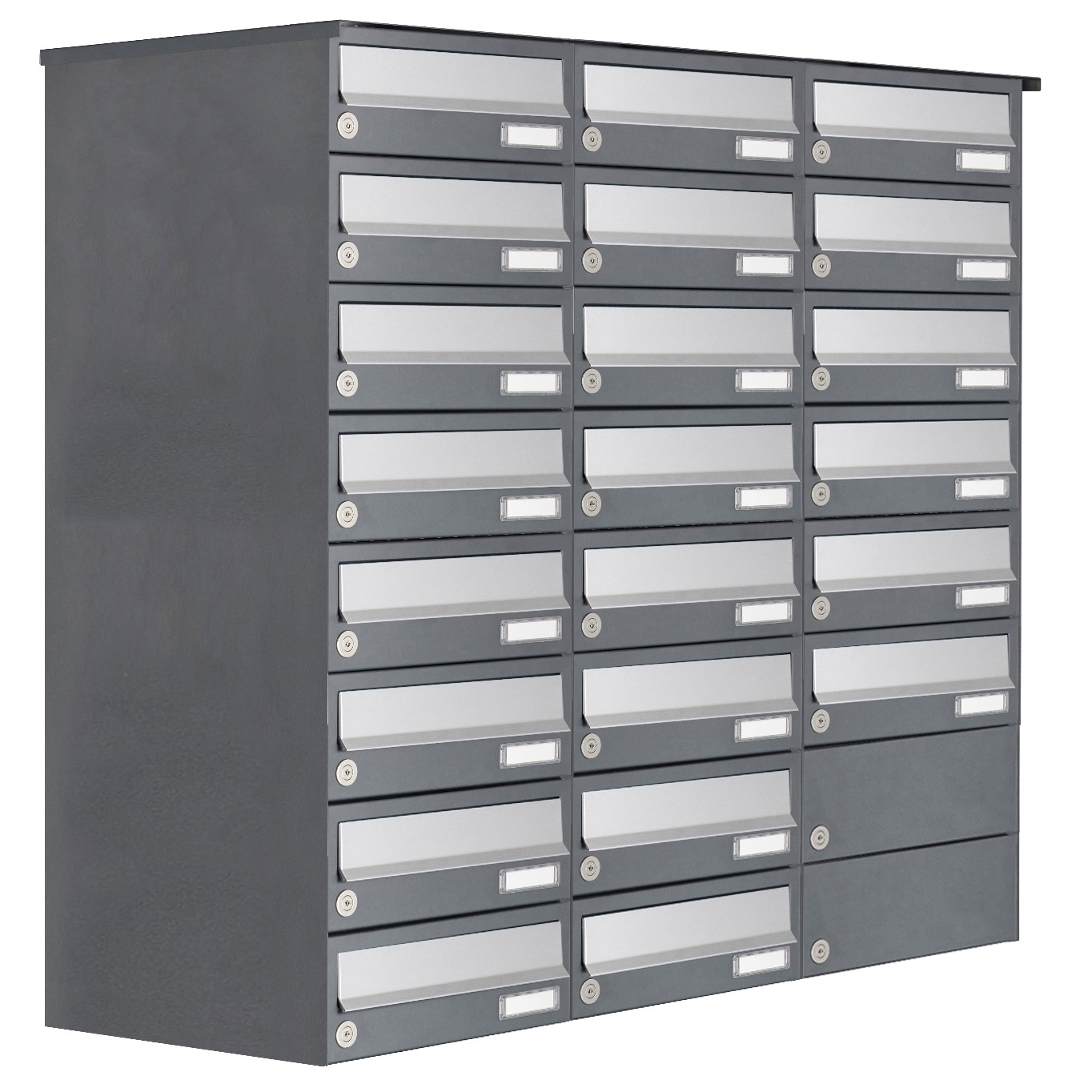 22 Brievenbusinstallatie 8x3 opbouw Design BASIC 385A AP - roestvrij staal RAL 7016 antraciet