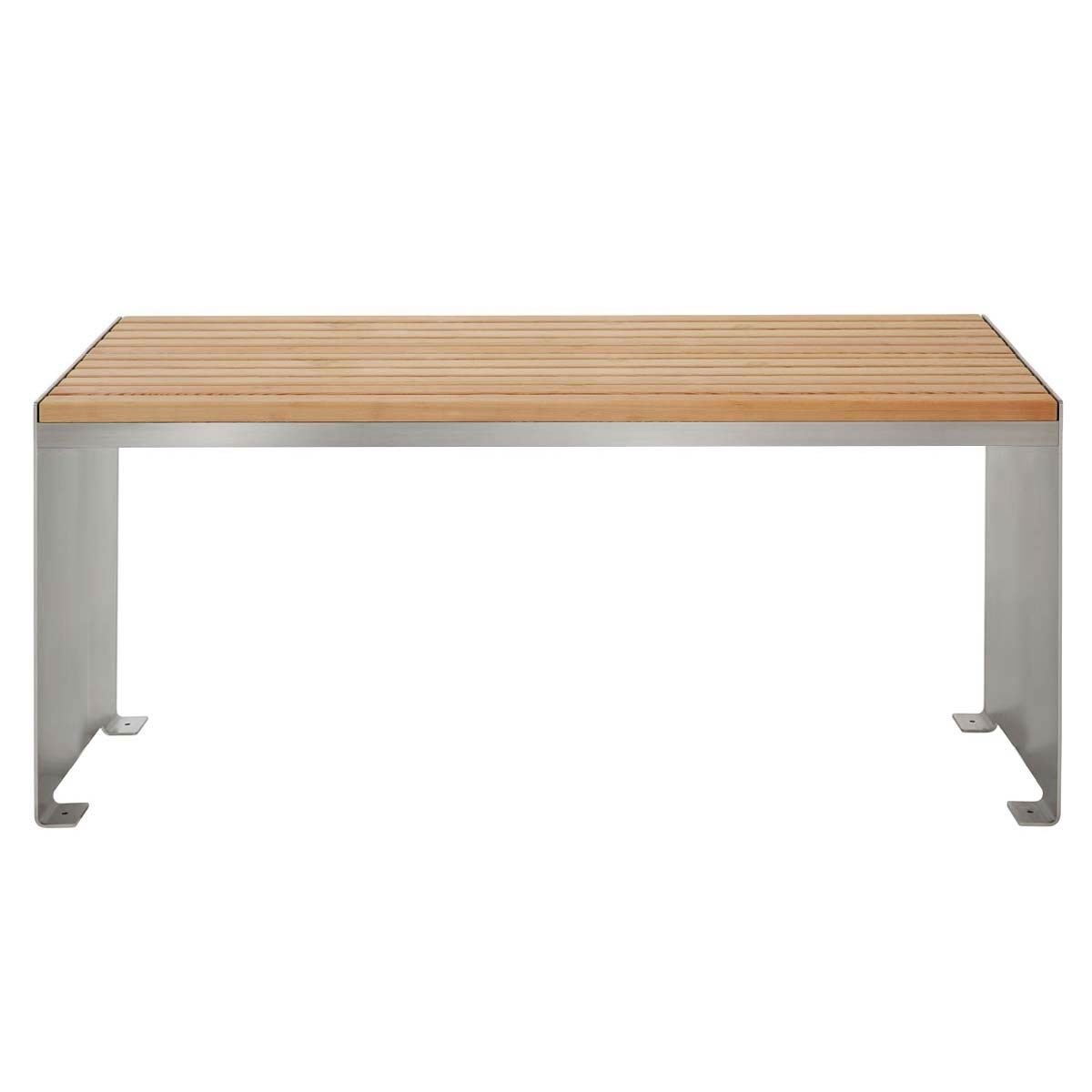 Design Tisch NOVALIS - Edelstahl geschliffen - Douglasie geölt