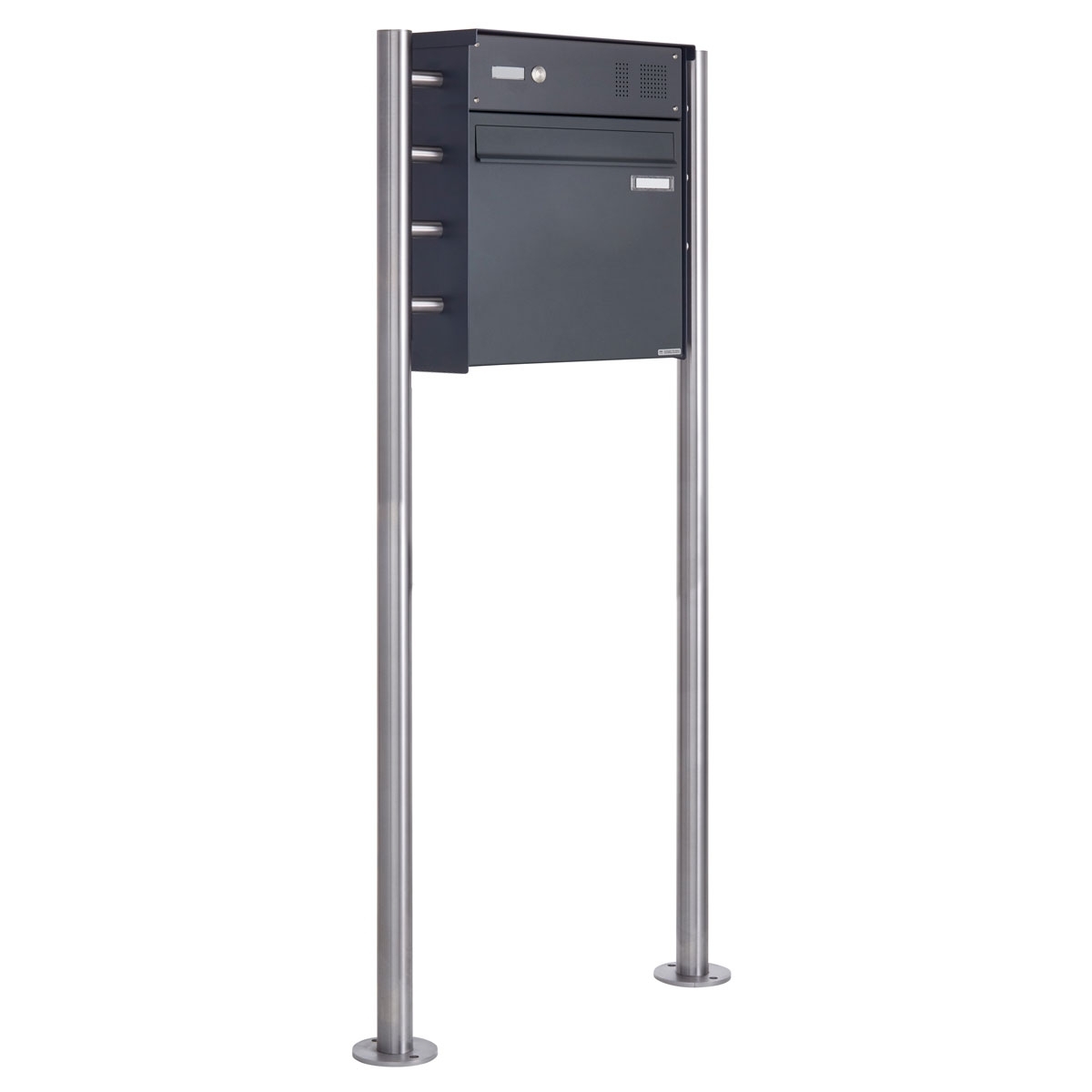 Free-standing fence letterbox design BASIC Plus 381XZ ST-R with bell box - RAL of your choice Free-standing fence letterbox design BASIC Plus 381XZ ST-R with bell box - RAL of your choice