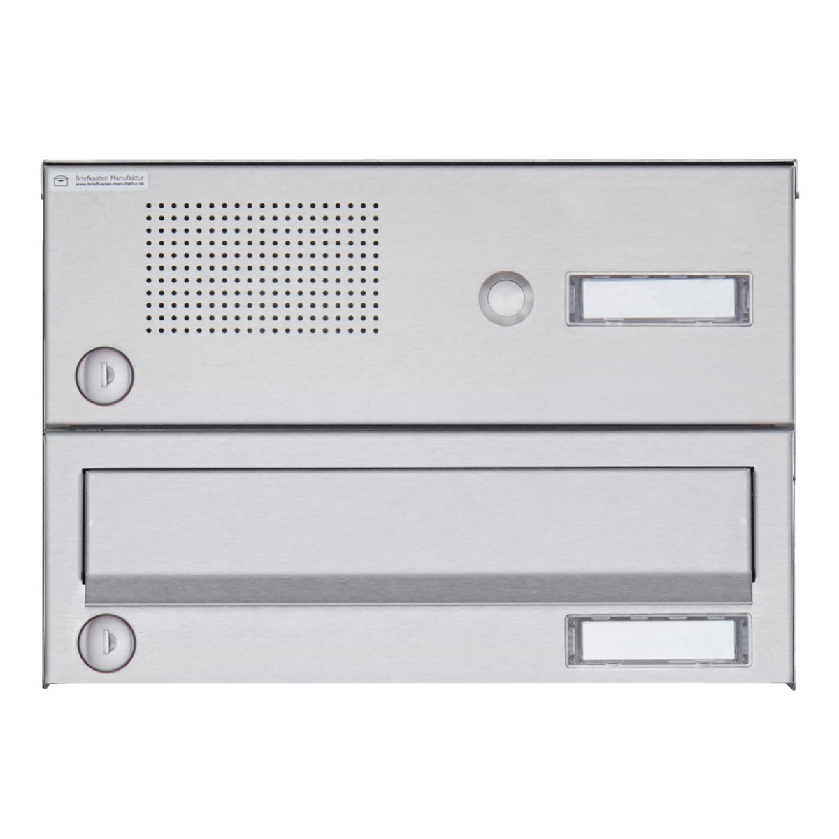 1er Aufputz Briefkastenanlage Design BASIC 385A-VA AP mit Klingelkasten - Edelstahl V2A, geschliffen