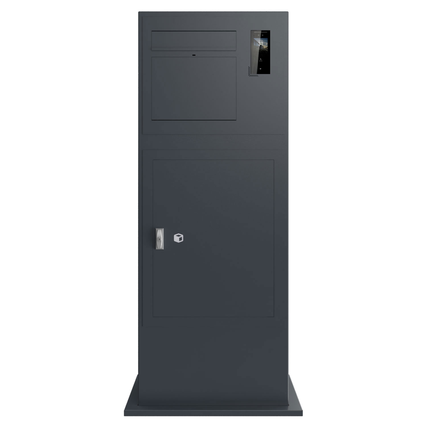 Design letterbox pillar GRIMM - colour of your choice with Ekinex Dico IP video intercom right