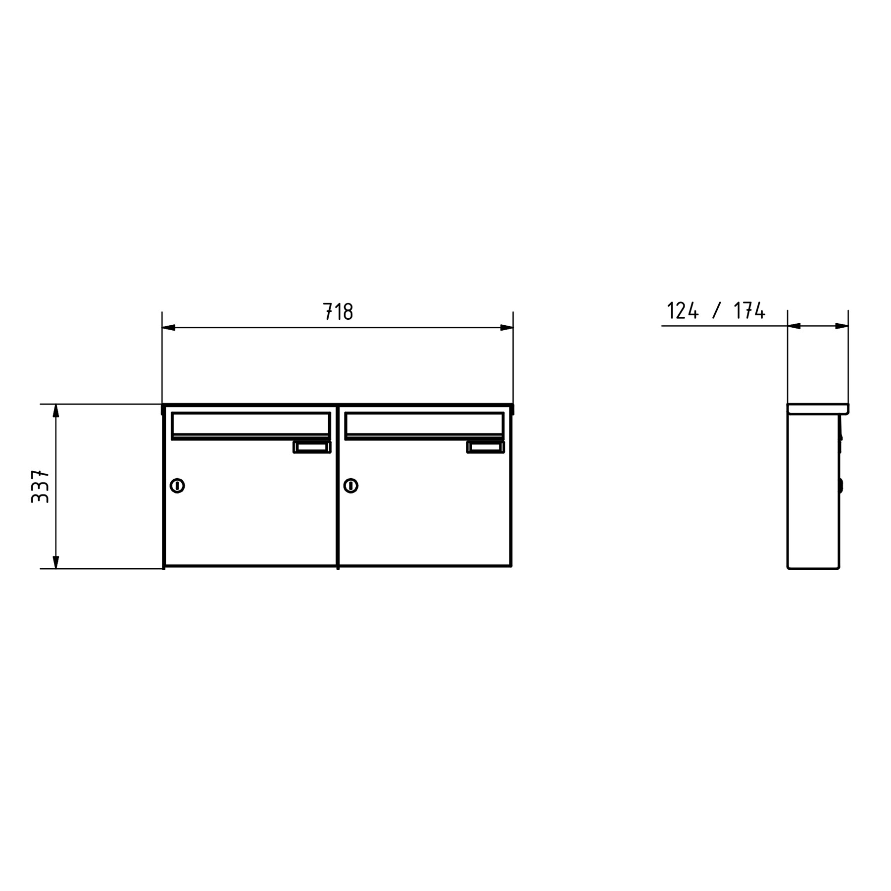 2er 1x2 Edelstahl Aufputz Briefkasten Design BASIC Plus 382XA AP - RAL nach Wahl