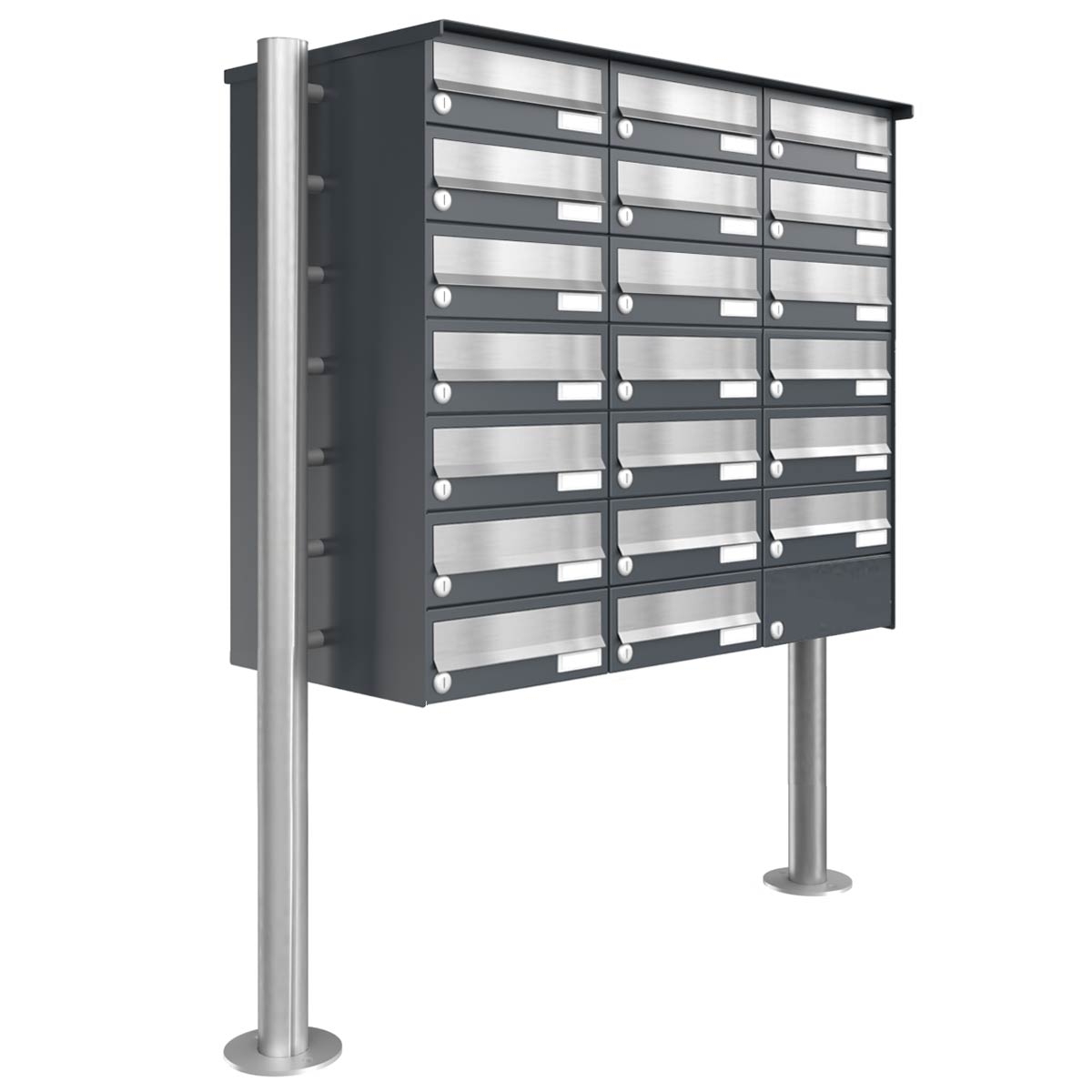 20 stuks 7x3 brievenbusinstallatie vrijstaand Design BASIC 385 ST-R - roestvrij staal RAL 7016 antracietgrijs