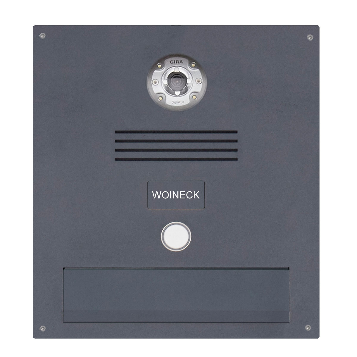 Stainless steel letter slot - RAL of your choice - slot 240x35mm - 300x375mm - camera intercom - INDIVIDUAL