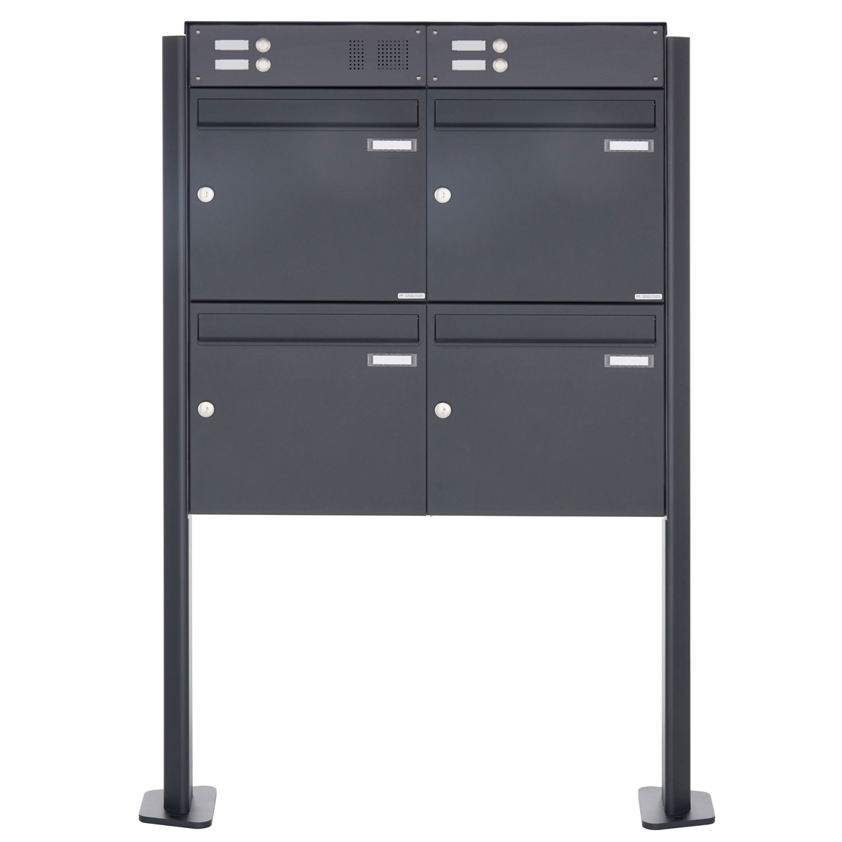 4-post letterbox design BASIC Plus 380X ST-T with bell box - RAL of your choice 4-post letterbox design BASIC Plus 380X ST-T with bell box - RAL of your choice