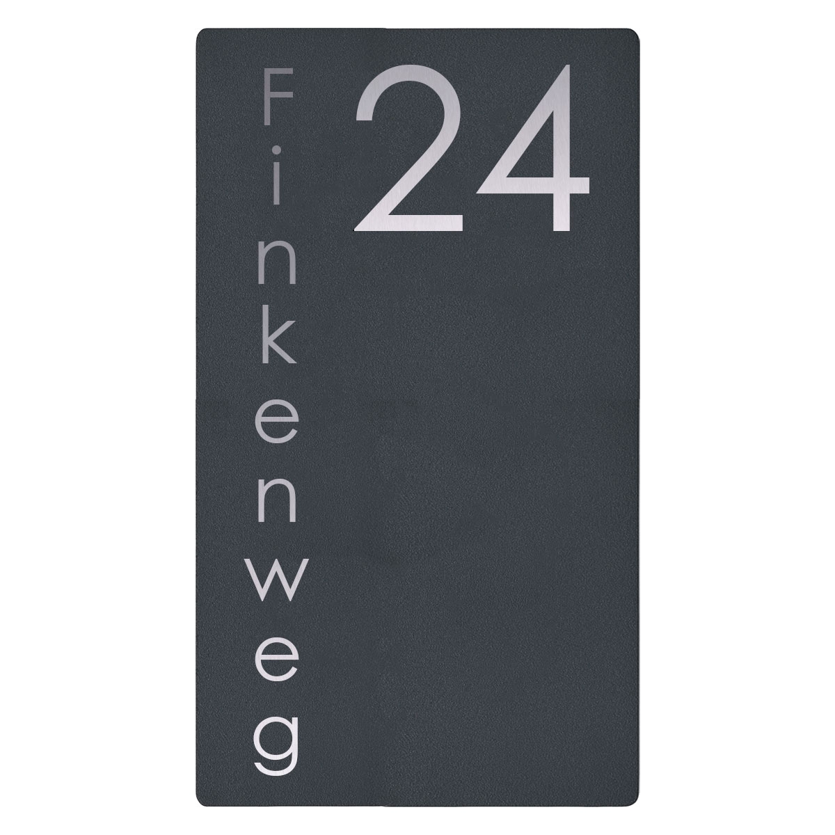 3e6561886f90a104b93ba6b65e555cb8af3622ca Edelstahl Schild Elegance 423AV2 225x395 - RAL nach Wahl - Hausnummer - Straße o. Name