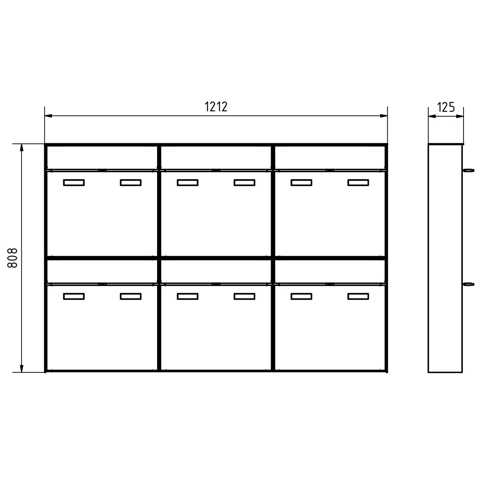 6er 3x2 Design surface-mounted letterbox system GOETHE AP - RAL of your choice