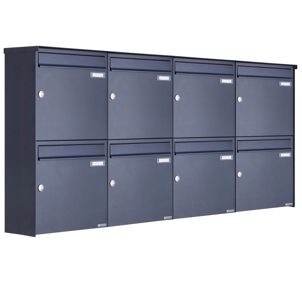8er 2x4 Edelstahl Aufputz Briefkasten Design BASIC Plus 382XA AP - RAL nach Wahl
