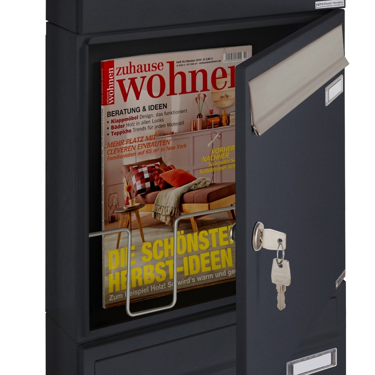 12er 4x3 Aufputz Briefkastenanlage Design BASIC 382 AP - Edelstahl-RAL 7016 anthrazitgrau