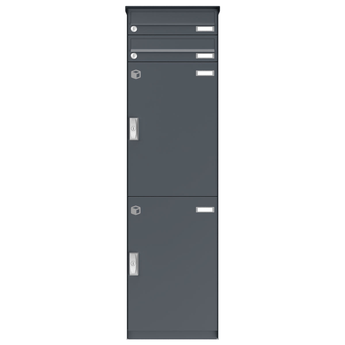 2er Edelstahl Paketfachanlage BASIC Plus 863X STL mit Paketfach 370x550 und Briefkasten 370x110 - Farbe nach Wahl