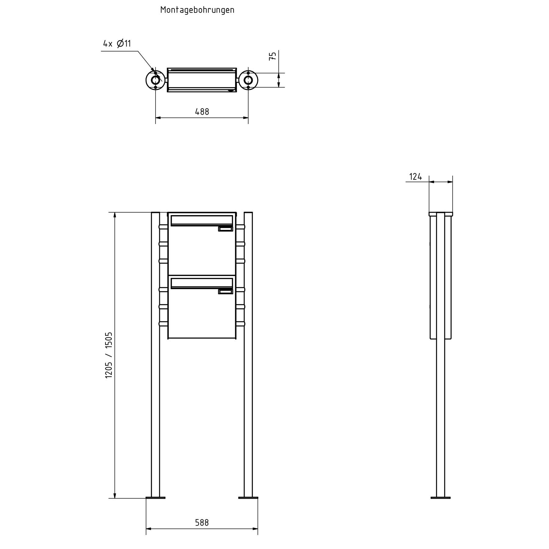2er 1x2 Zaunbriefkasten freistehend Design BASIC Plus 381XZ ST-R - RAL nach Wahl 2er 1x2 Zaunbriefkasten freistehend Design BASIC Plus 381XZ ST-R - RAL nach Wahl
