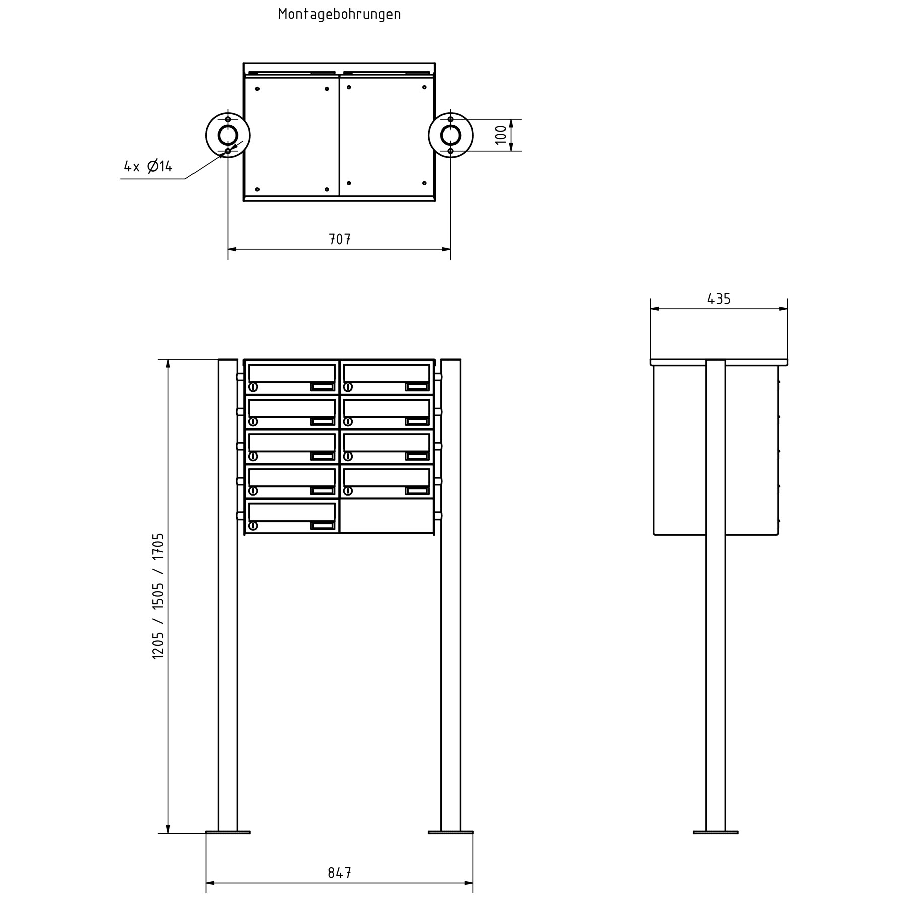 9 pcs. 5x2 stainless steel free-standing letterbox system Design BASIC Plus 385X ST-R - RAL of your choice 9 pcs. 5x2 stainless steel free-standing letterbox system Design BASIC Plus 385X ST-R - RAL of your choice