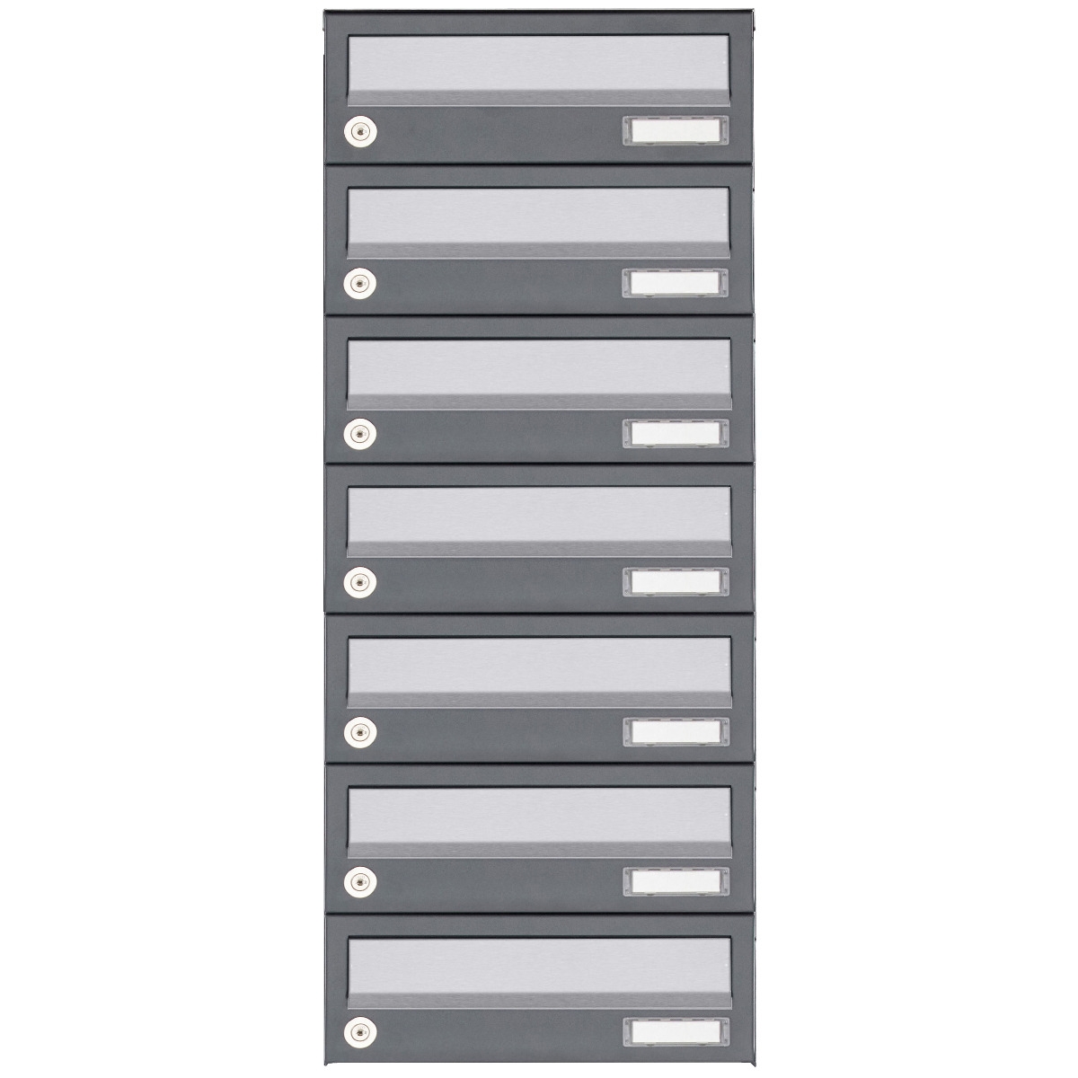 7er Aufputz Briefkastenanlage Design BASIC 385A AP - Edelstahl-RAL 7016 anthrazit 7er Aufputz Briefkastenanlage Design BASIC 385A AP - Edelstahl-RAL 7016 anthrazit