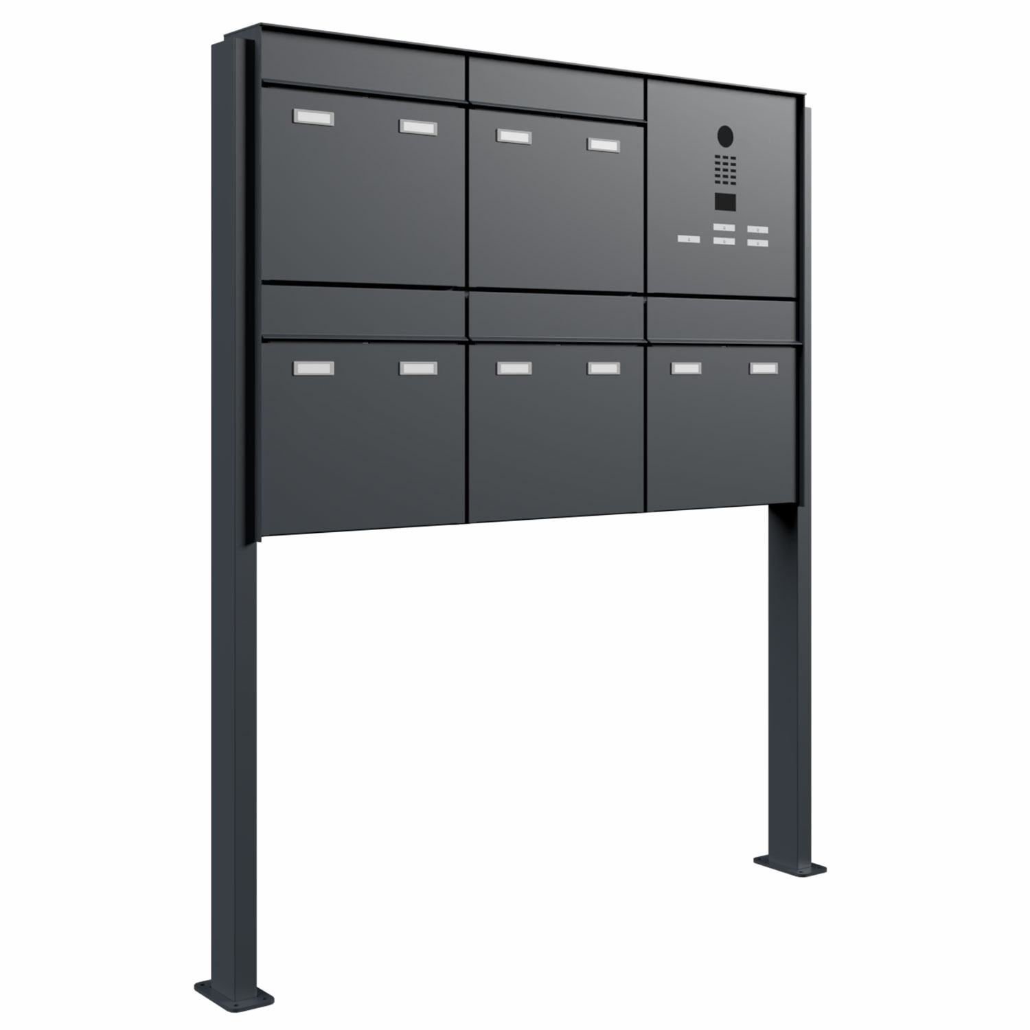 5-piece design pedestal letterbox GOETHE ST-Q right side with DoorBird video intercom - RAL of your choice