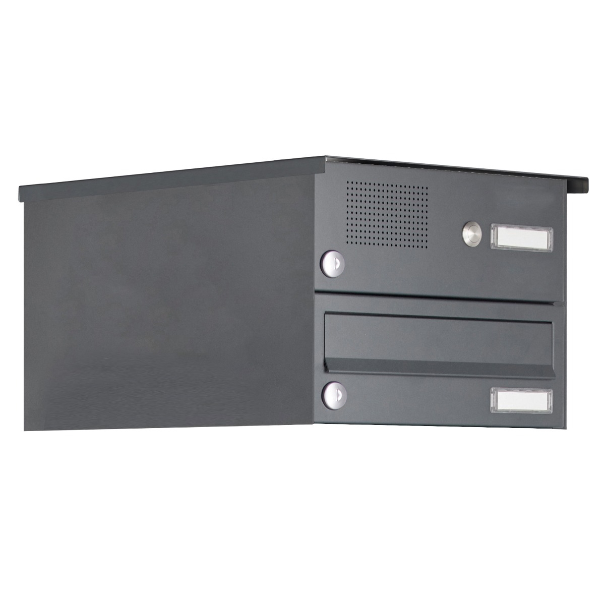 1 surface-mounted letterbox Design BASIC 385A-VA AP with bell box - RAL of your choice 1 surface-mounted letterbox Design BASIC 385A-VA AP with bell box - RAL of your choice