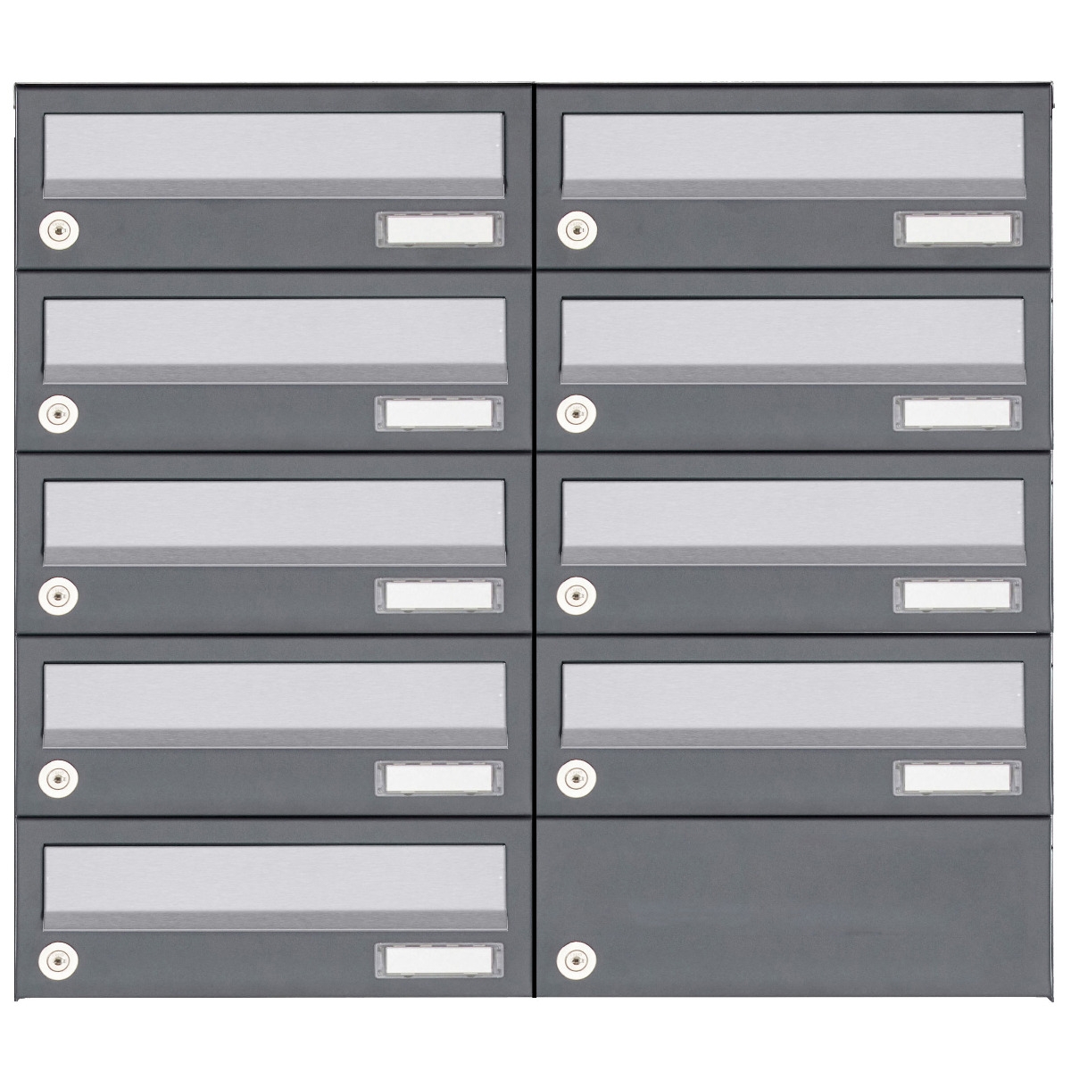 9er 5x2 Aufputz Briefkastenanlage Design BASIC 385A AP - Edelstahl-RAL 7016 anthrazit