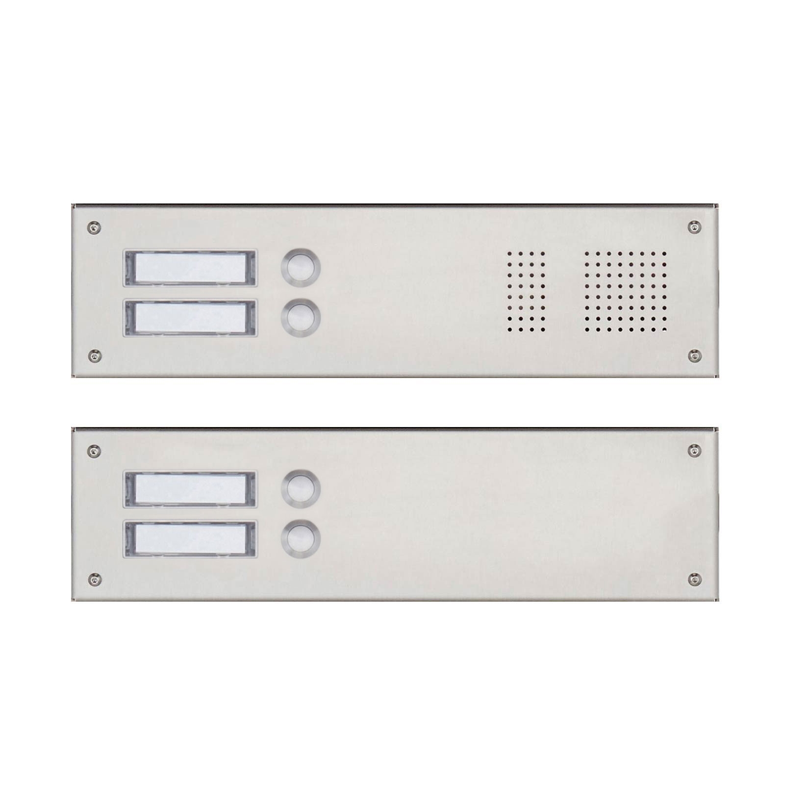 2 Edelstahl-Blenden 355x100 für 4 Parteien m. Sprechlochung