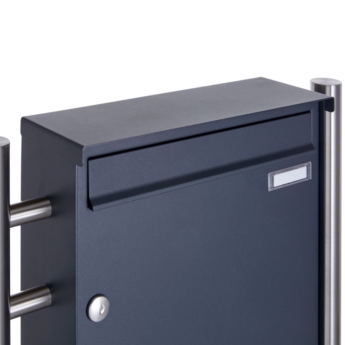 3er 3x1 stainless steel free-standing letterbox Design BASIC Plus 381X ST-R with bell box - RAL of your choice