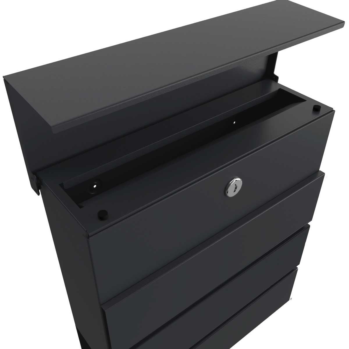 KANT letterbox with newspaper compartment - Design 1 - RAL 9005 jet black KANT letterbox with newspaper compartment - Design 1 - RAL 9005 jet black