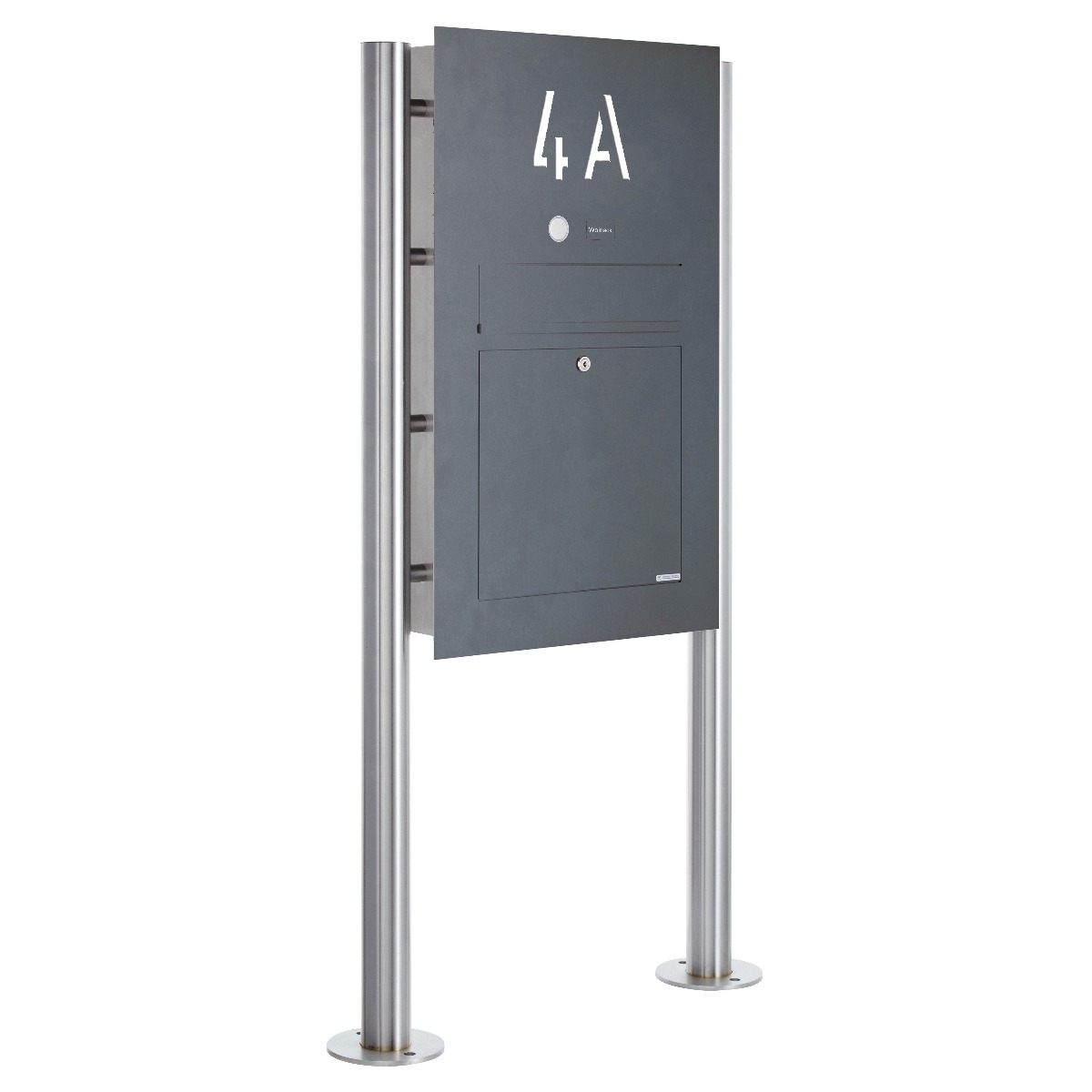 Edelstahl Standbriefkasten Designer BIG ST-R - Hausnummer hinterbeleuchtet - RAL nach Wahl - INDIVIDUELL