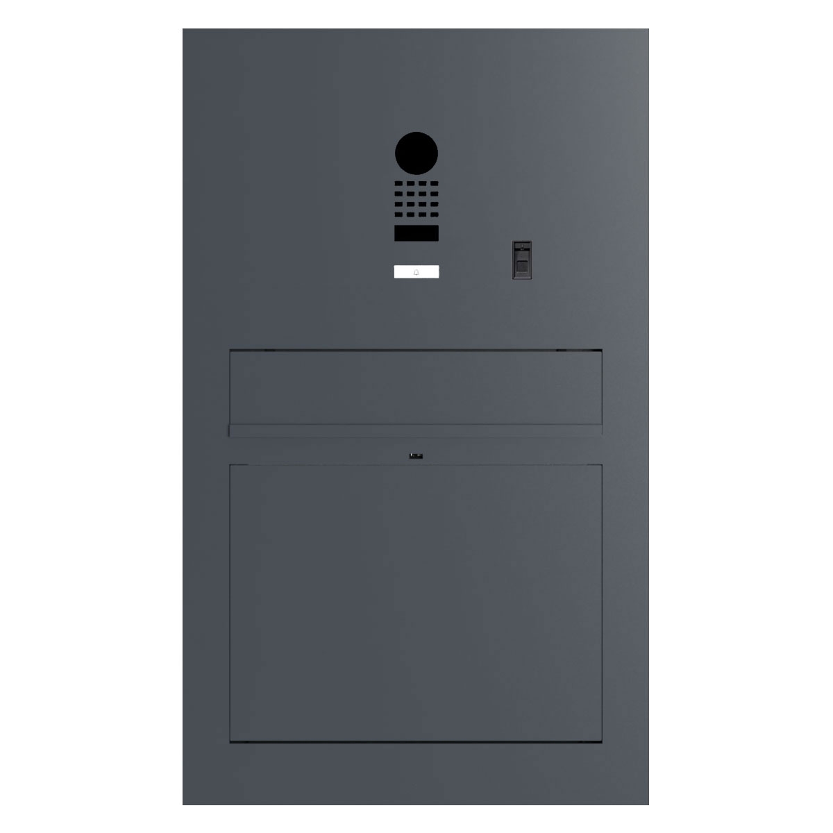 Design letterbox pedestal GRIMM - colour of your choice with DoorBird video intercom system