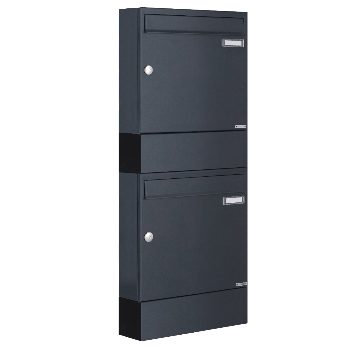 2er 2x1 surface-mounted letterbox BASIC 382A AP with newspaper compartment - RAL 7016 anthracite grey 2er 2x1 surface-mounted letterbox BASIC 382A AP with newspaper compartment - RAL 7016 anthracite grey