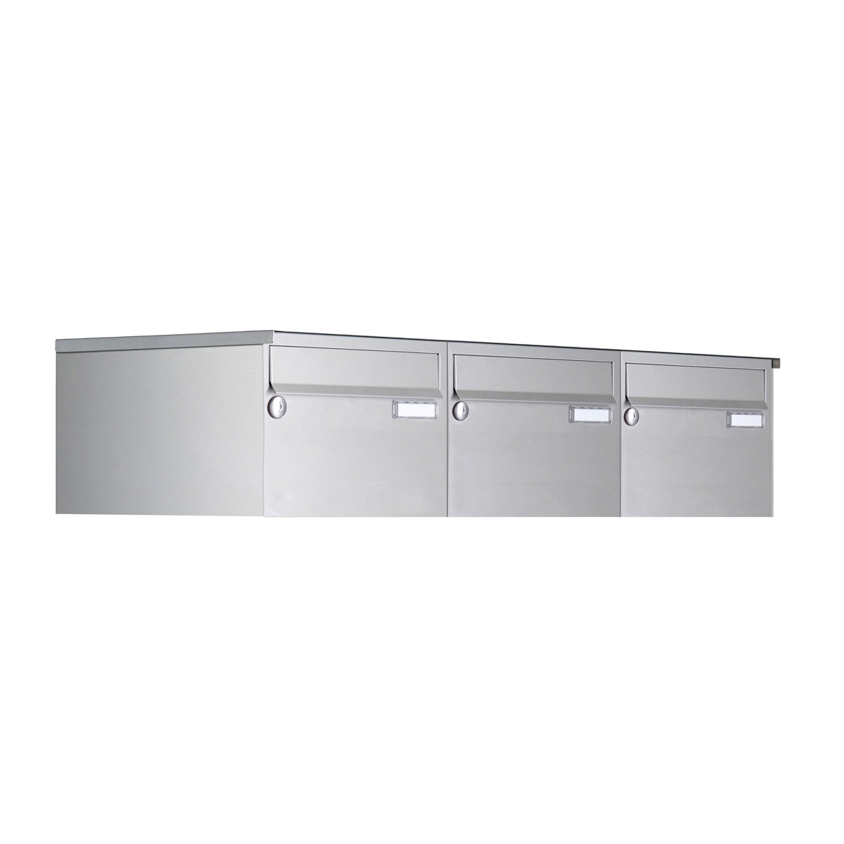 3er Edelstahl Aufputz Briefkastenanlage Design BASIC 385 A 220 Waagerecht - Edelstahl V2A geschliffen
