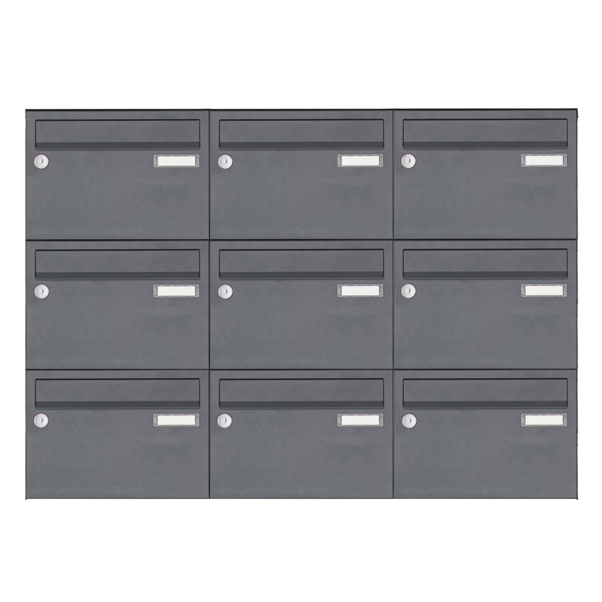 9er Edelstahl Aufputz Briefkastenanlage Design BASIC Plus 385 XA 220 - RAL nach Wahl
