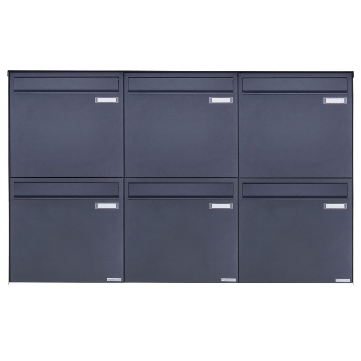 6er 3x2 stainless steel fence letterbox BASIC Plus 382XZ - RAL of your choice - removal from the rear 6er 3x2 stainless steel fence letterbox BASIC Plus 382XZ - RAL of your choice - removal from the rear