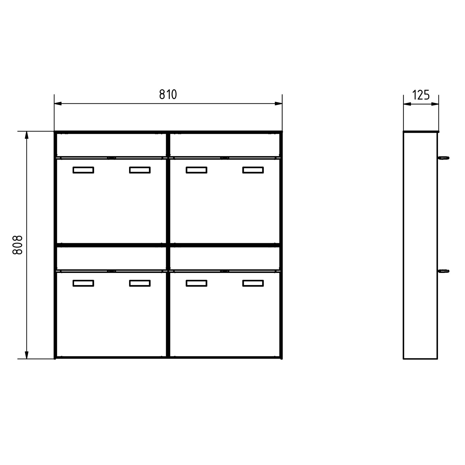 4er 2x2 Design surface-mounted letterbox system GOETHE AP - RAL of your choice