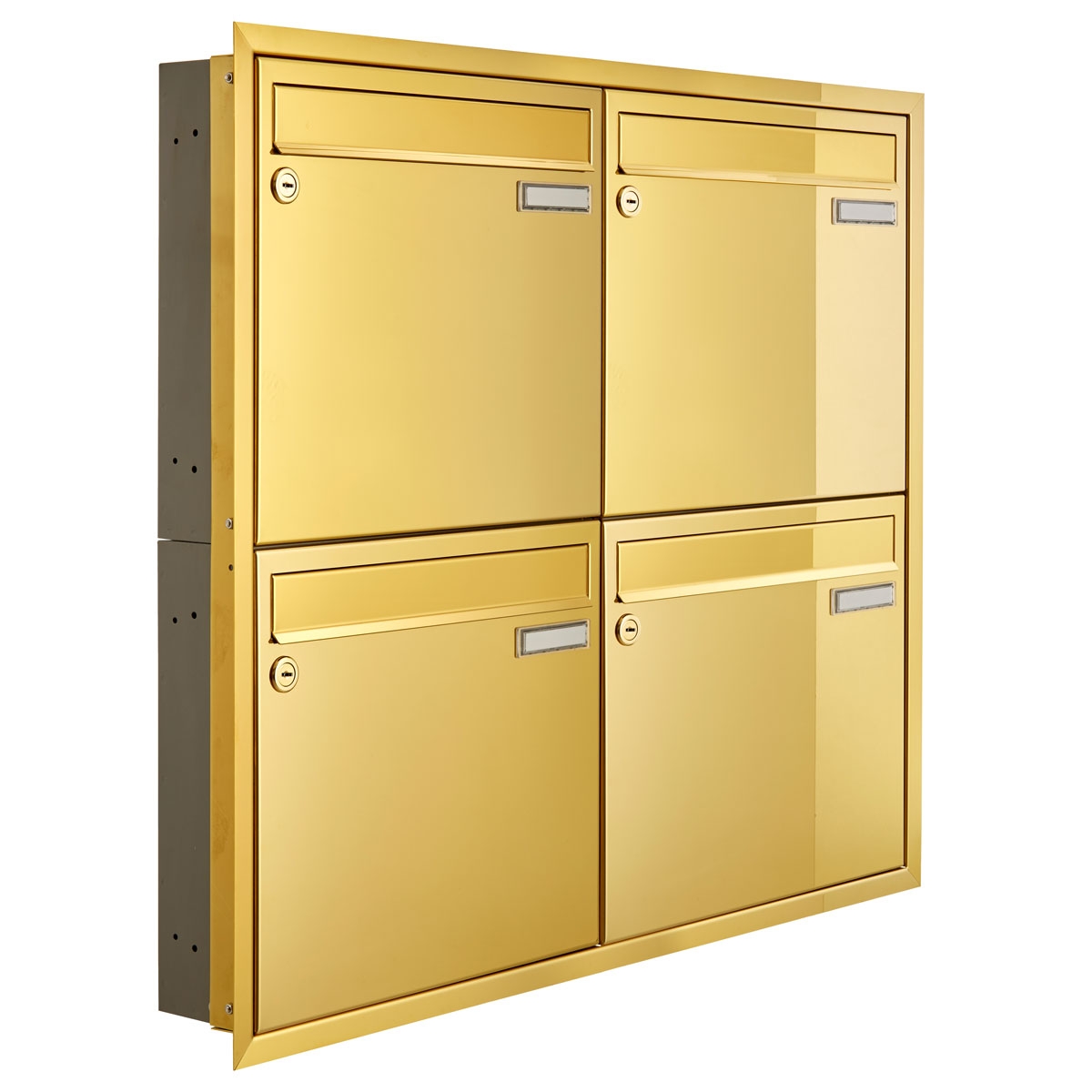 4er 2x2 Unterputz Briefkastenanlage CLASSIC 534C - Titanmessing ähnl. Gold - 4 Partei