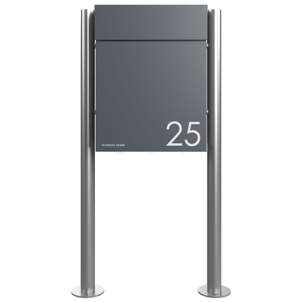 Paketbriefkasten freistehend KANT ST-R - Design 2 - RAL 7016 anthrazitgrau mit Standelemente Edelstahl Paketbriefkasten freistehend KANT ST-R - Design 2 - RAL 7016 anthrazitgrau mit Standelemente Edelstahl