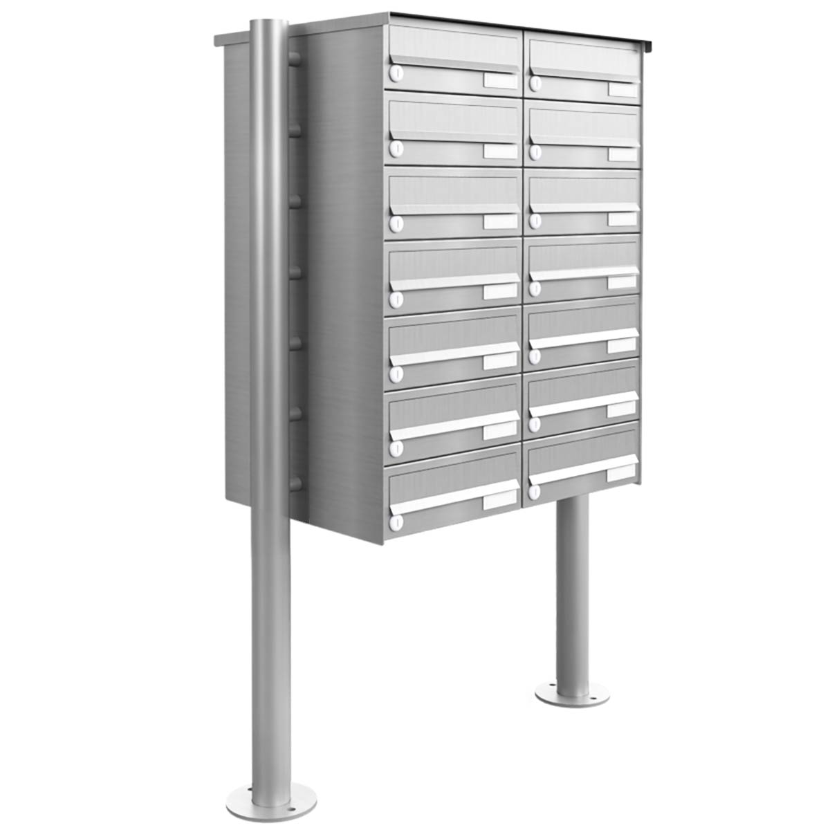 14 sistema di cassette per le lettere freestanding Design BASIC 385-VA ST-R - acciaio inox V2A, lucido